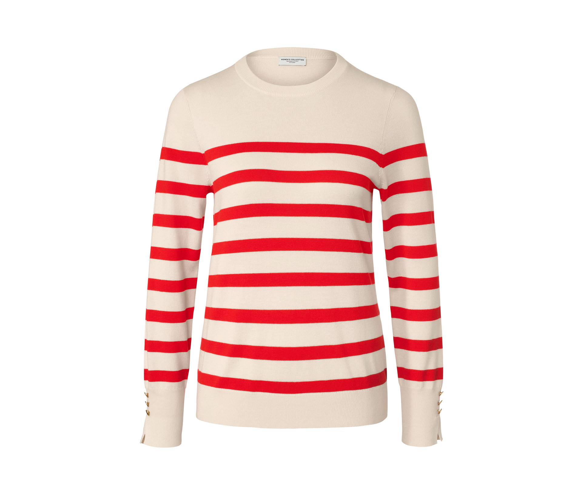 Gestreifter Feinstrickpullover - Damen - Gr. XXL - creme/gestreift - creme