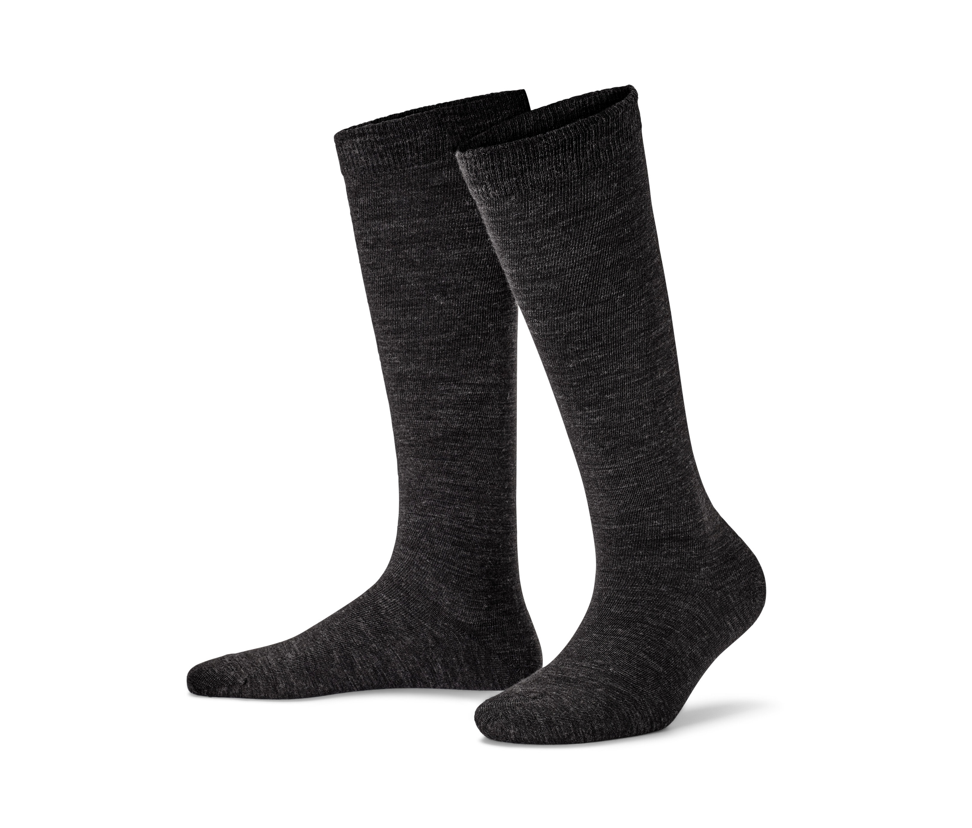 Tchibo - 1 Paar Kniestrümpfe mit Merinowolle - Damen - Gr. 35-38 - dunkelgrau