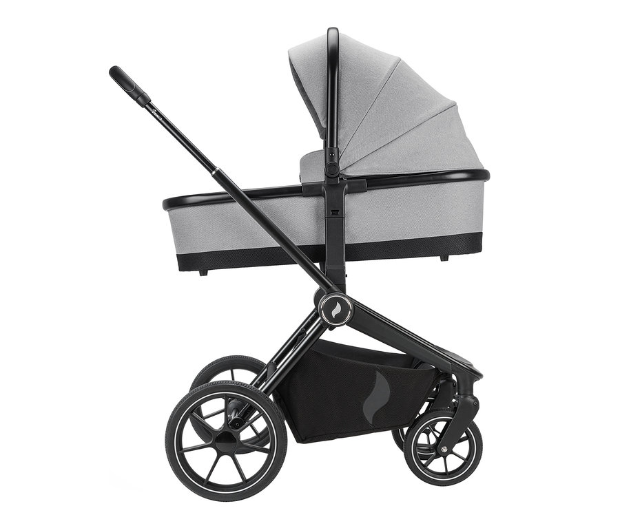 Detailaufnahme von Osann Kombikinderwagen »Vamos« Cloud in Grau mit schwarzem Rahmen.