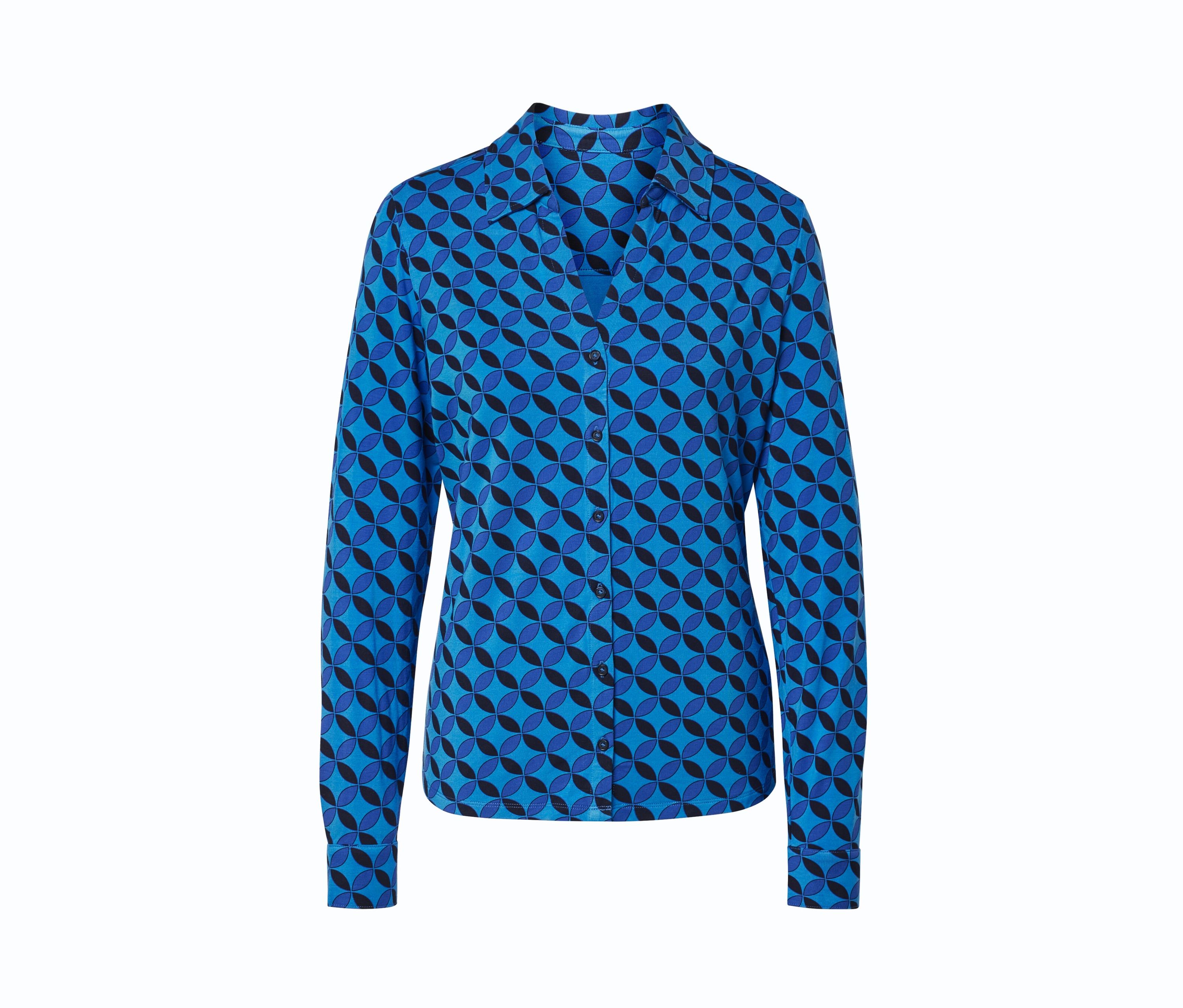 Tchibo - Blusenshirt mit Knopfleiste - Damen - Gr. XXL - blau/print