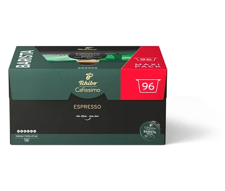 Eine Packung Cafissimo BARISTA Espresso Brasil - 96 Kapseln von Tchibo.