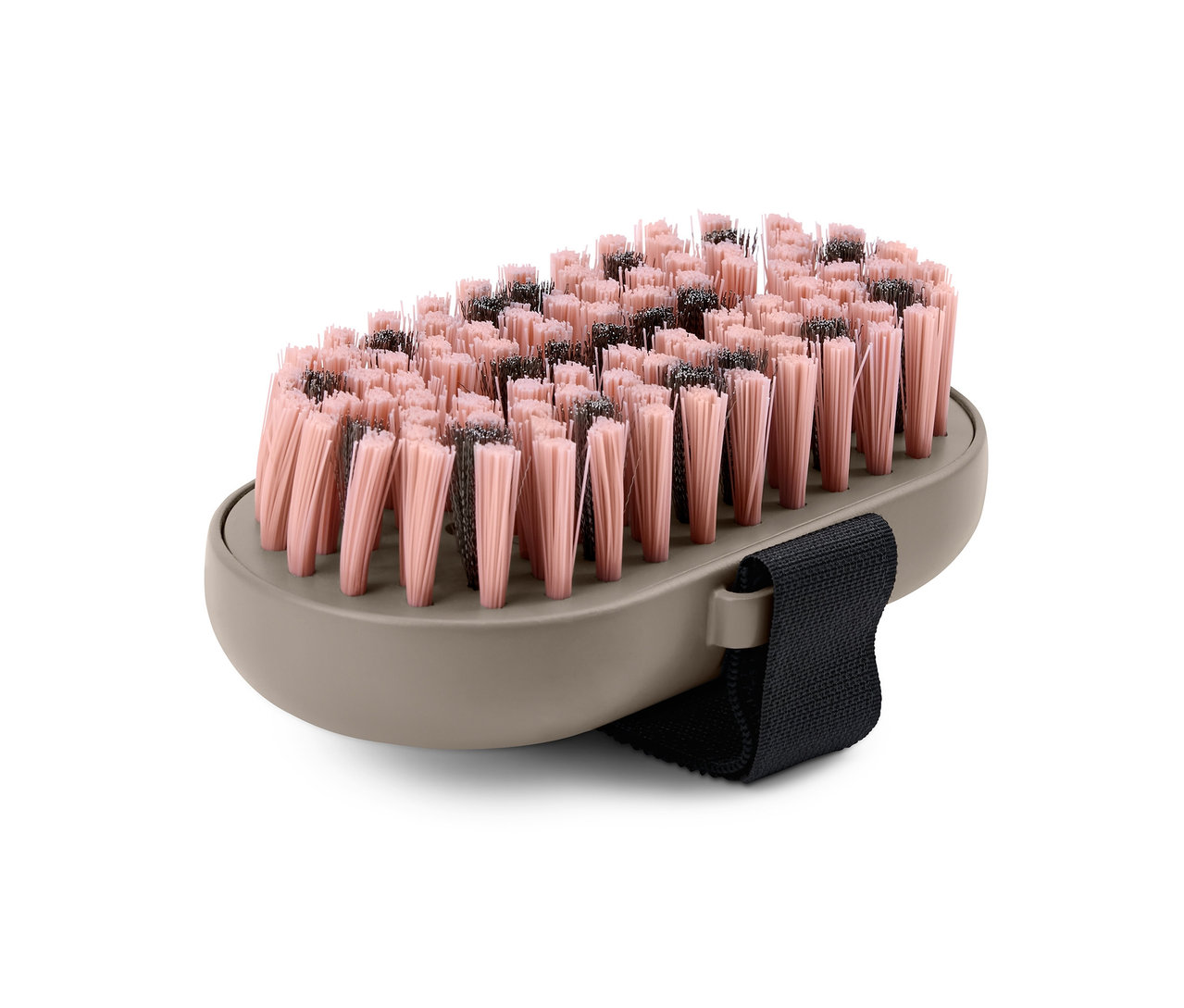 Tier-Kurzhaarstriegel mit beigem Gehäuse und rosafarbenen Borsten.