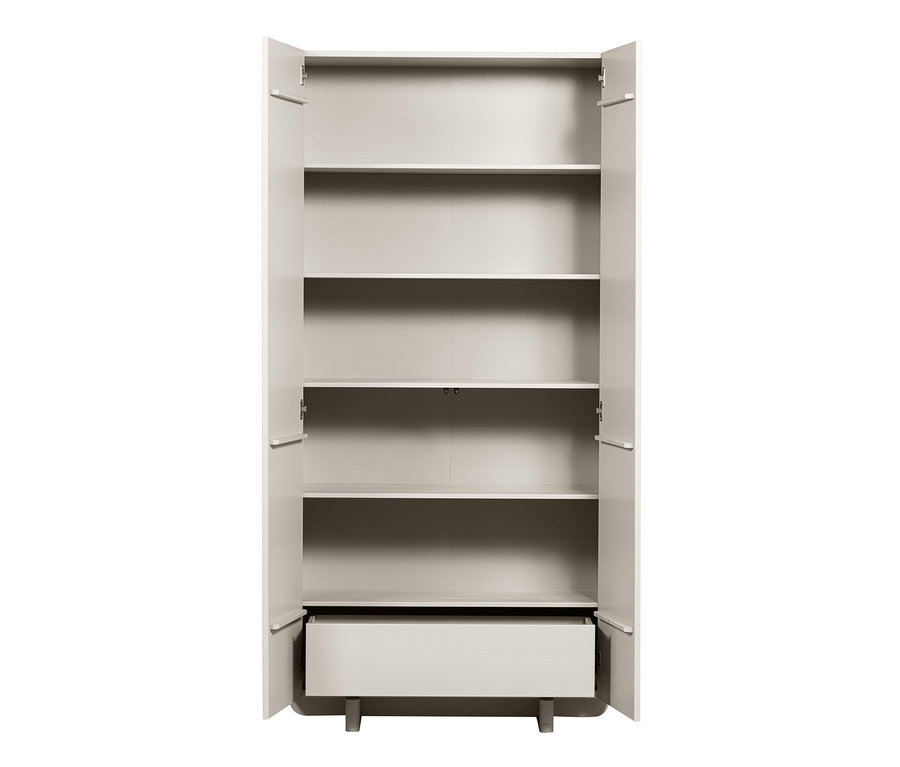 Offener Woood Lagerschrank »Basu« Kiefer Dust mit Regalen und Schublade.