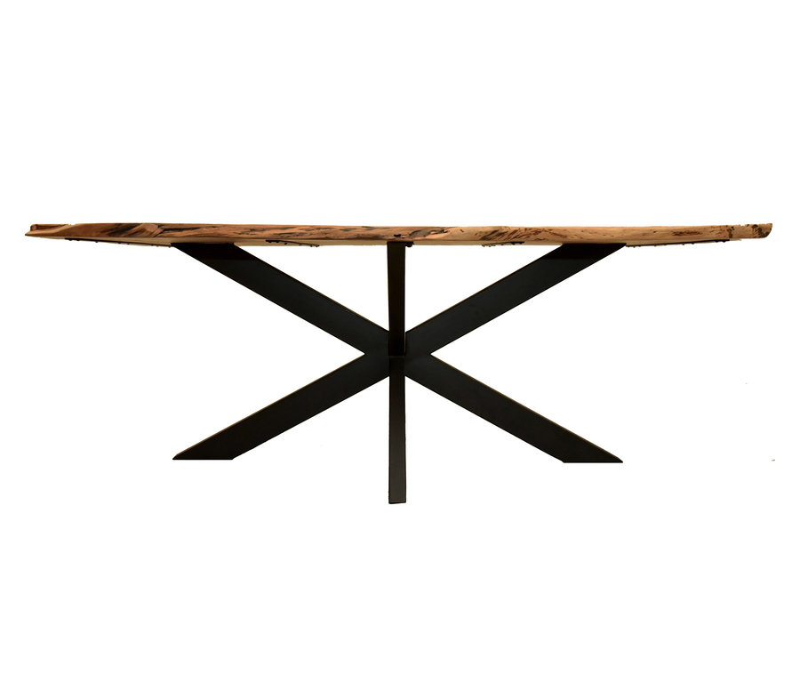 Detail des deVries Esstisch »Catania« mit Cross-Gestell.