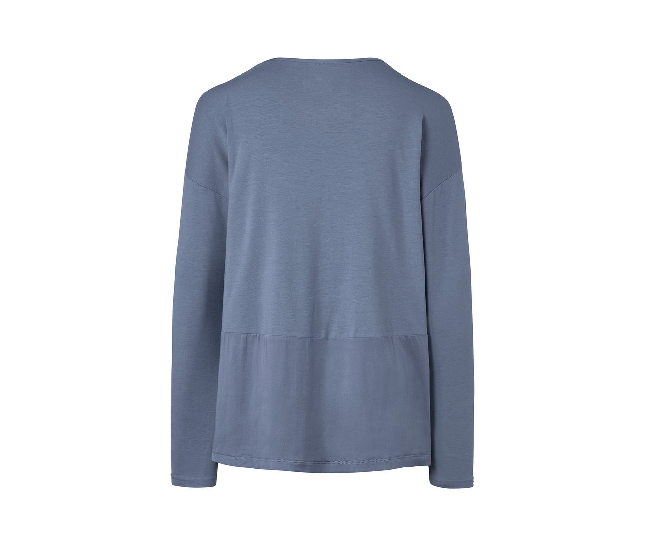 Blauer, langärmliger Pyjama.