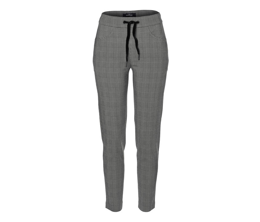 Graue Thermostretchhose mit Karomuster.