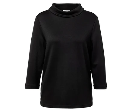 Schwarzes Sweatshirt mit Stehkragen.