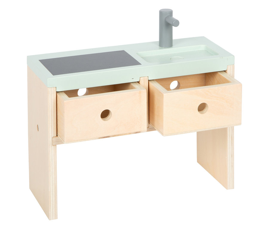 small foot Puppenhaus »Traumvilla XL« Waschbecken mit zwei Schubladen aus Holz.