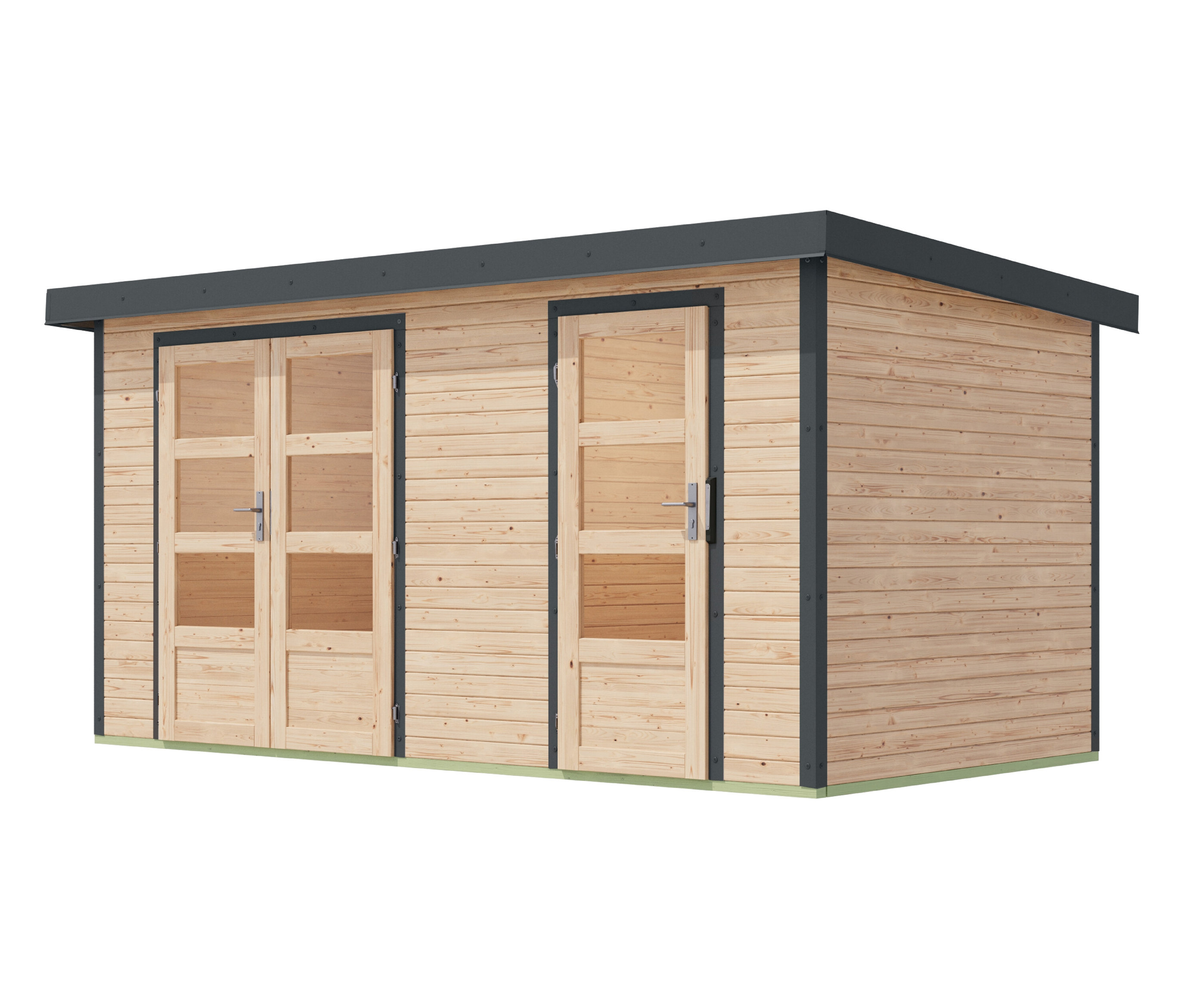 Karibu Gerätehaus »Mars« mit 2 Räumen und Metalldach - 400,5x213,5x209cm - anthrazit - - Holz / Metall