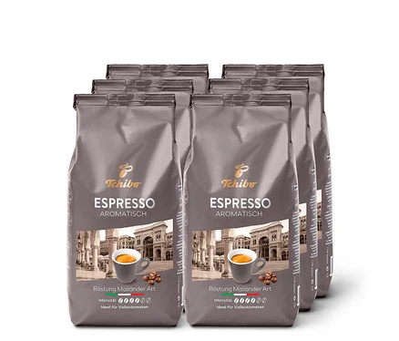 Sechs Packungen Espresso Aromatisch - 6x 1 kg Ganze Bohne.