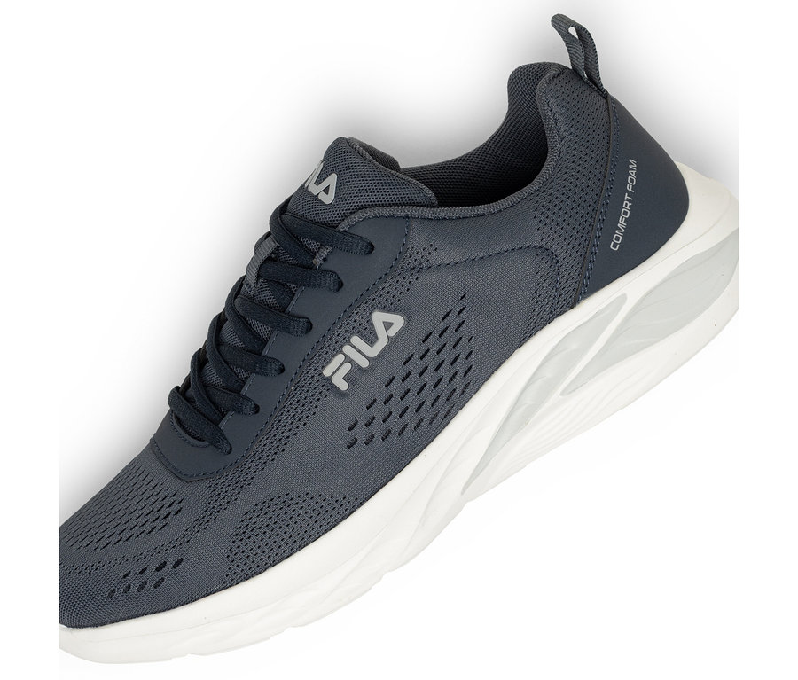 Dunkelgrauer Fila Sportschuh mit weißer Sohle und "Comfort Foam" Schriftzug.