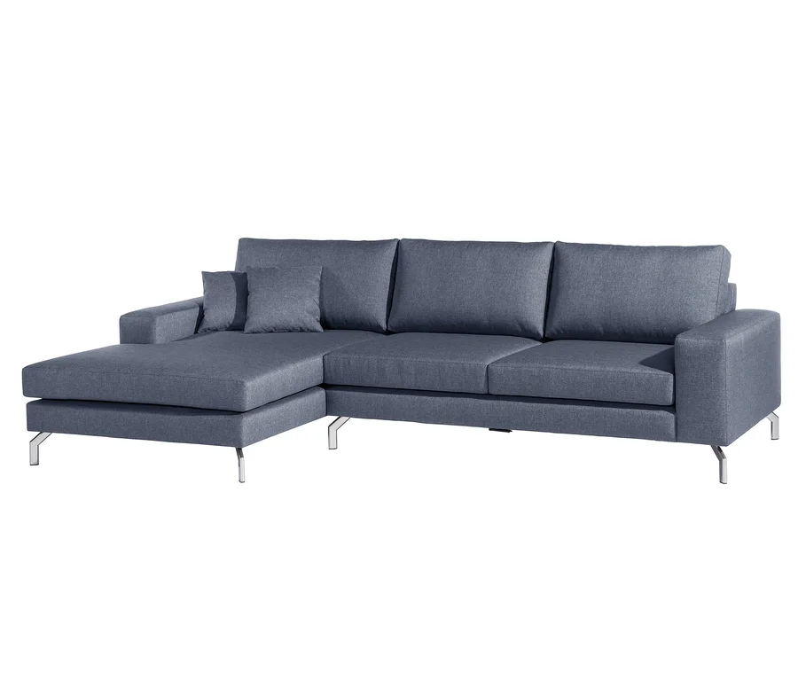 Blau-graues Max Winzer® Ecksofa mit Longchair links.