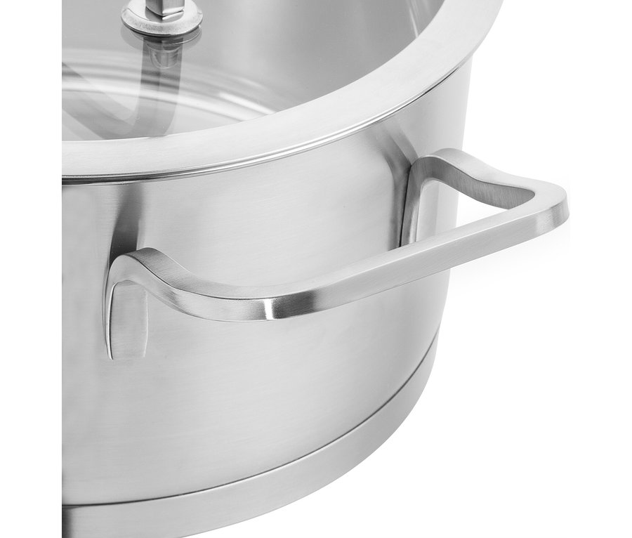Edelstahltopf mit zwei Griffen und Glasdeckel, Teil des Henckels by ZWILLING »Pulse« Kochgeschirrsets.