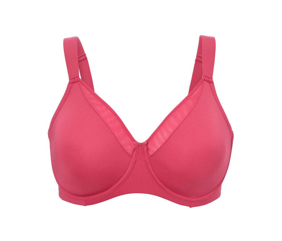 Detailaufnahme von rosafarbenem Minimizer-BH mit breiten Trägern.