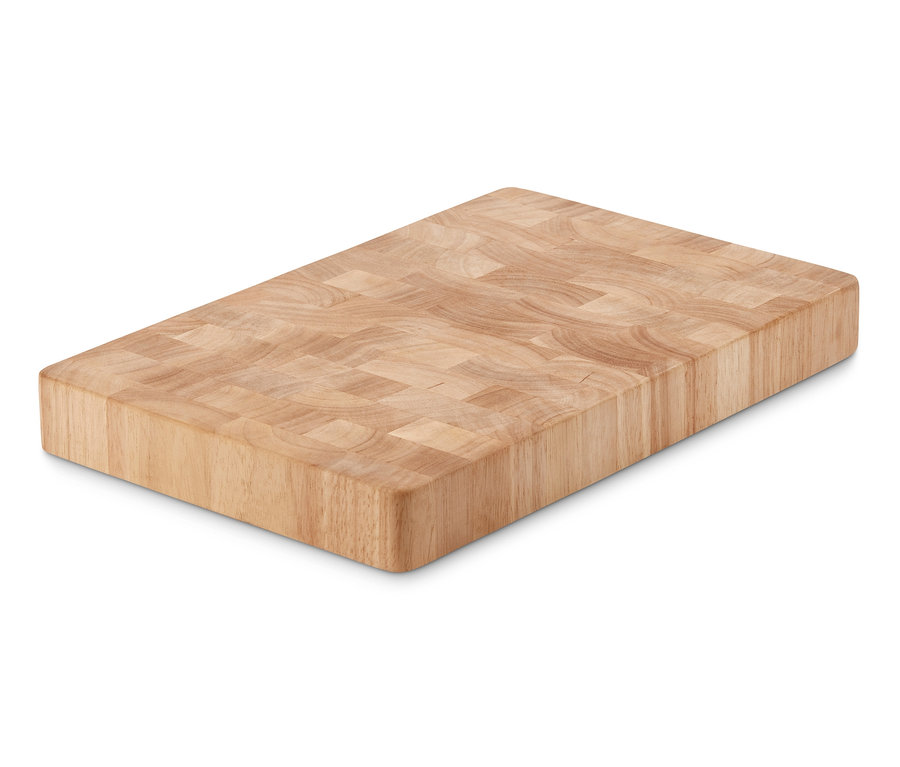Rechteckiger Holz-Schneideblock.