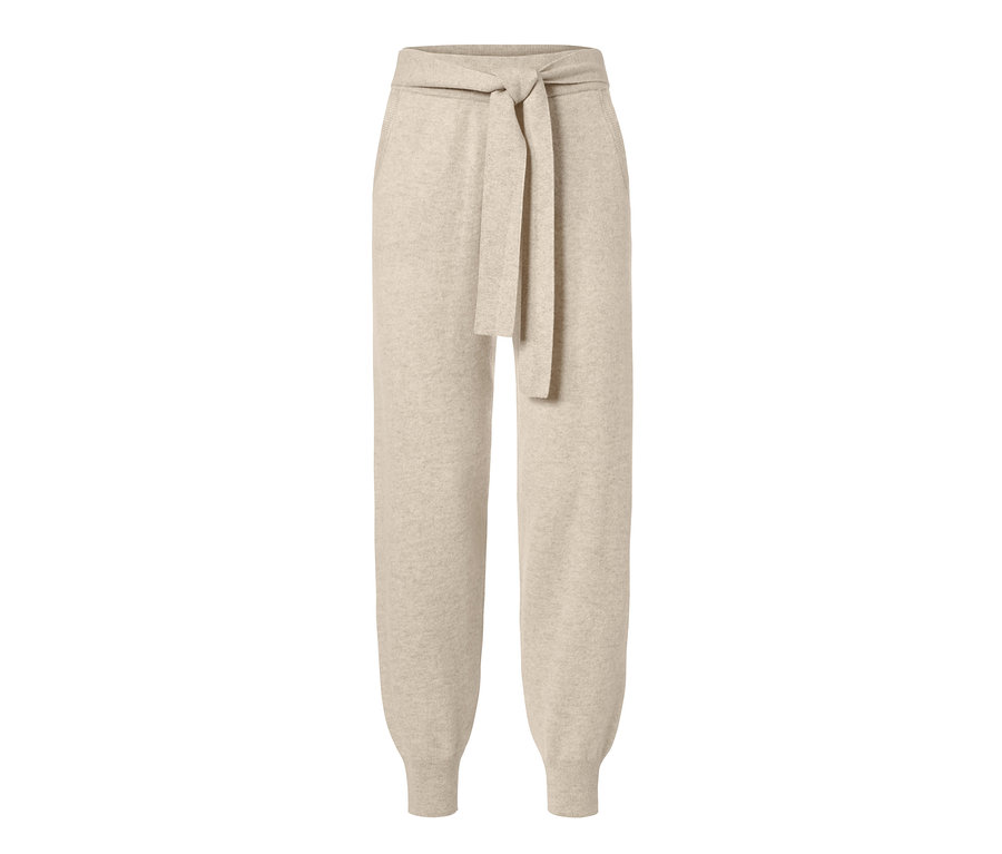 Eine Cashmere-Loungewearhose in Beige mit Bindeband.