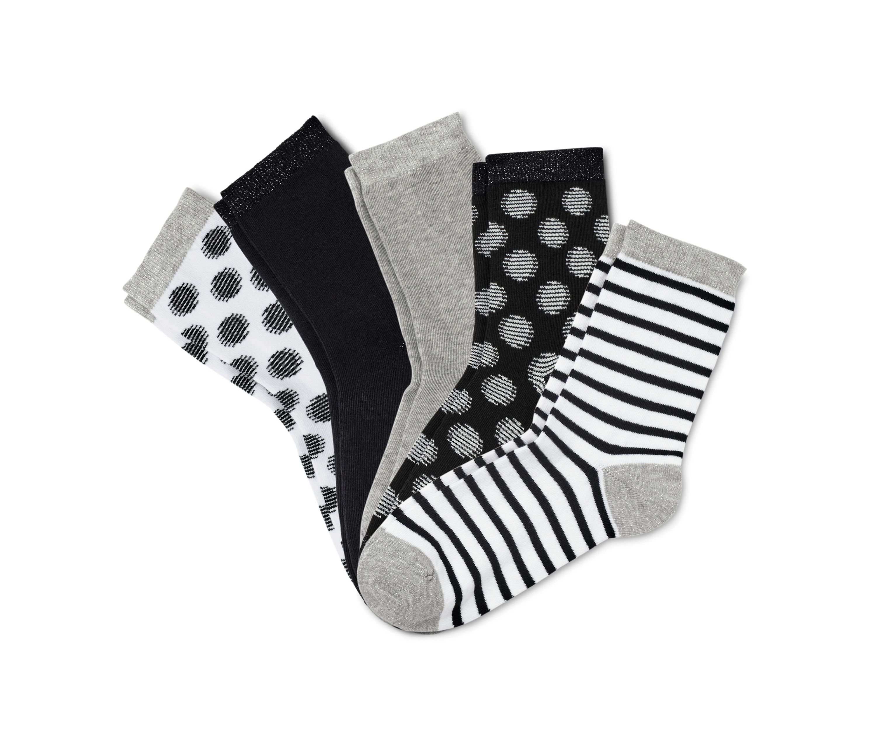 Tchibo - 5 Paar Socken - Damen - Gr. 27-30 - schwarz/gepunktet