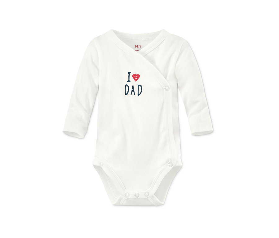 Weißer Bio-Baumwoll-Langarmbody mit der Aufschrift „I love Dad“.