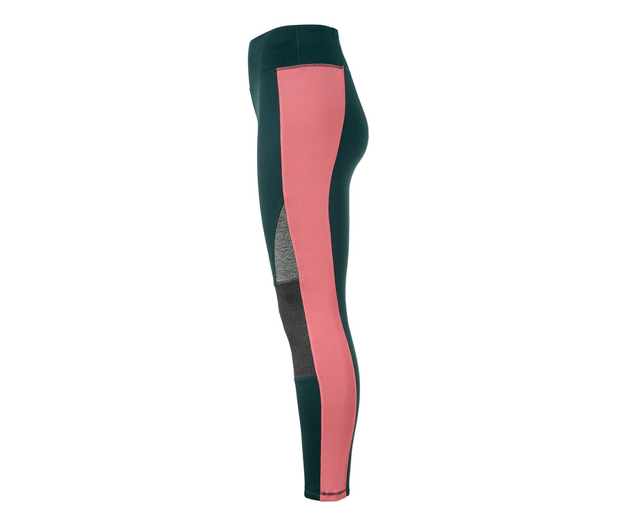 Thermotight, extrawarm, in Dunkelgrün mit lachsfarbenem und grauem Streifen.