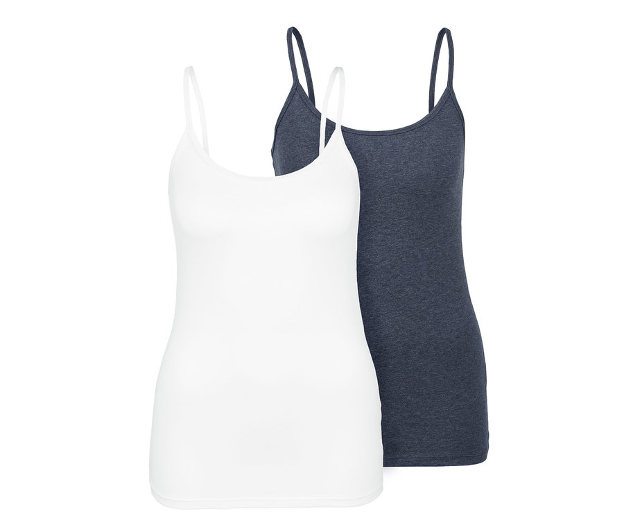 Zwei Unterhemden: ein weißes und ein dunkelblaues.