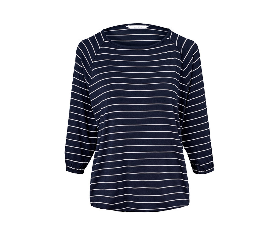 Gestreiftes Shirt mit Fledermausärmeln.