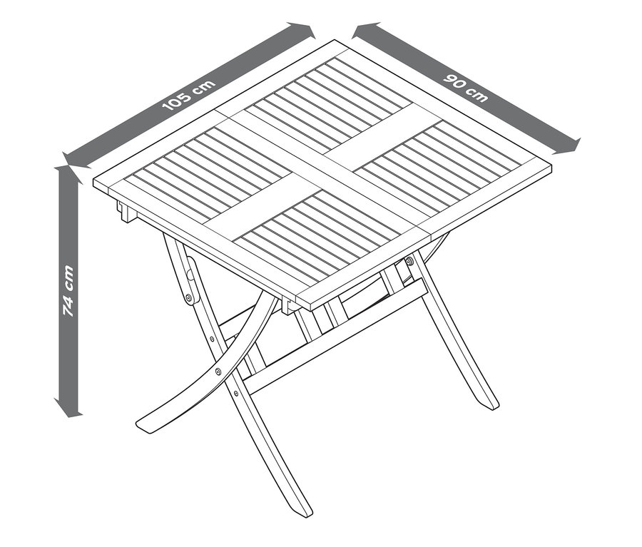 Illustration von einem Dining-Set »Leira«, 6-teilig mit Klappbeinen.