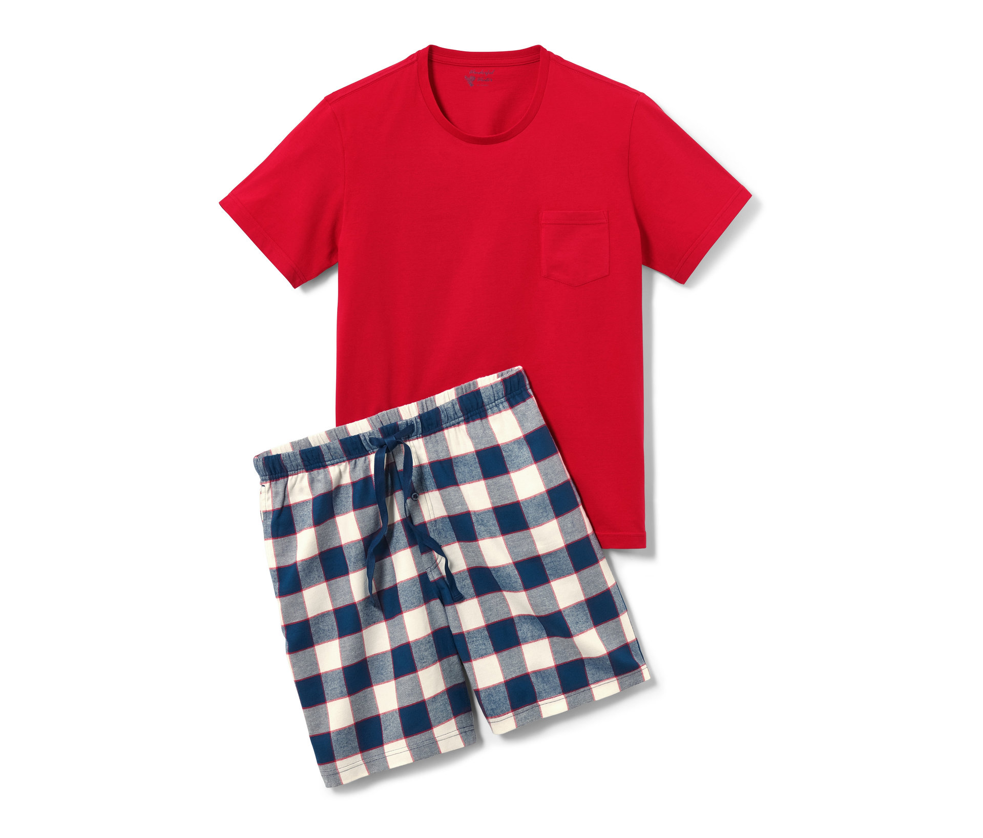 Tchibo - Shorty-Pyjama mit Flanellhose - Herren - Gr. XXL - dunkelblau/kariert
