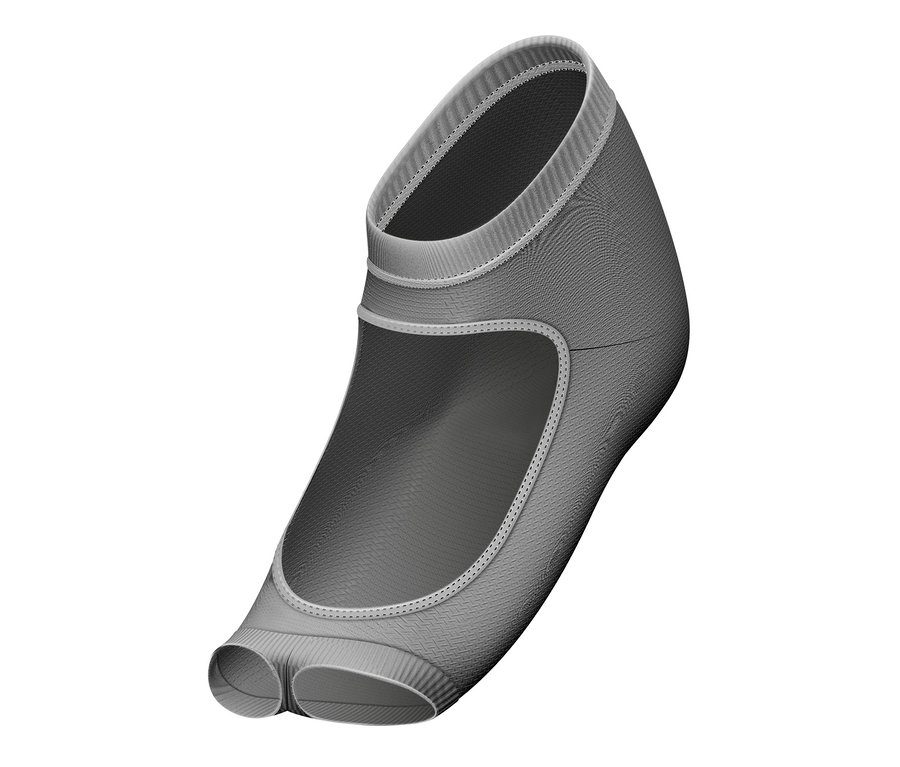 Detailaufnahme eines grauen Yogafüßlings.