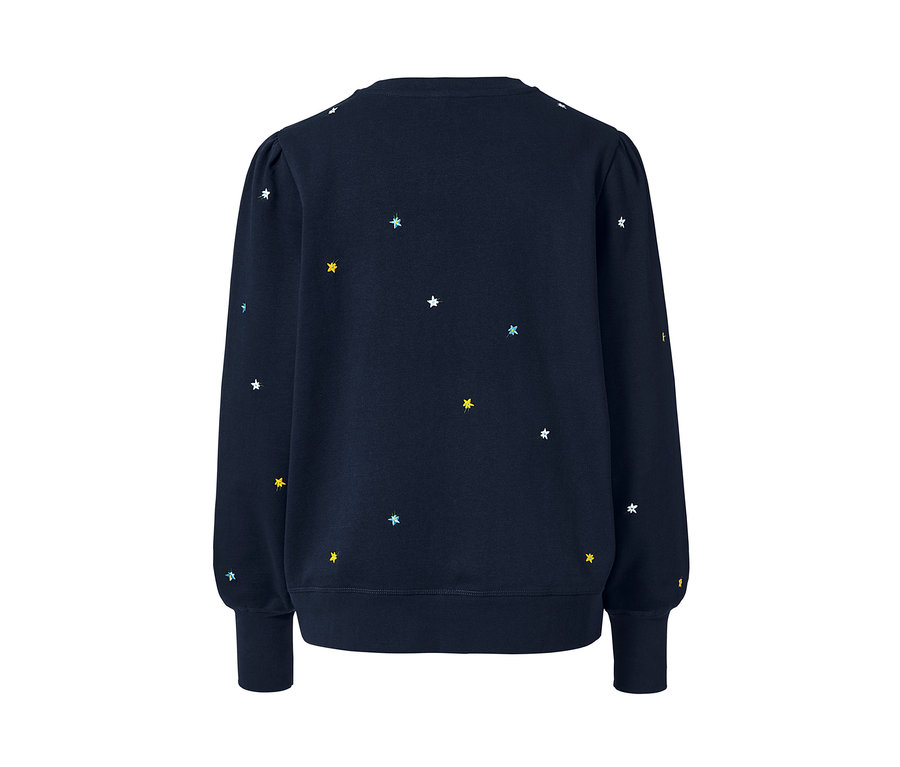 Marineblaues besticktes Sweatshirt mit Sternen.