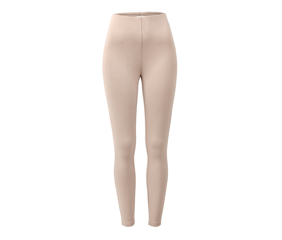 Cremefarbene Basic-Leggings aus Heavy-Jersey auf weißem Hintergrund.