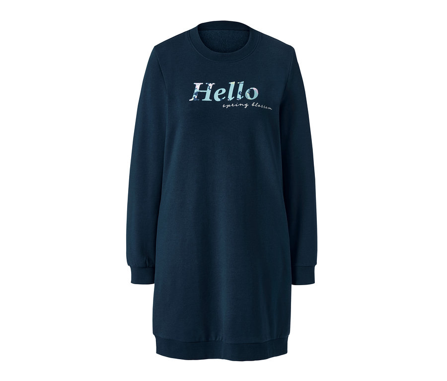 Dunkelblauer Pyjama mit der Aufschrift "Hello spring blossom".