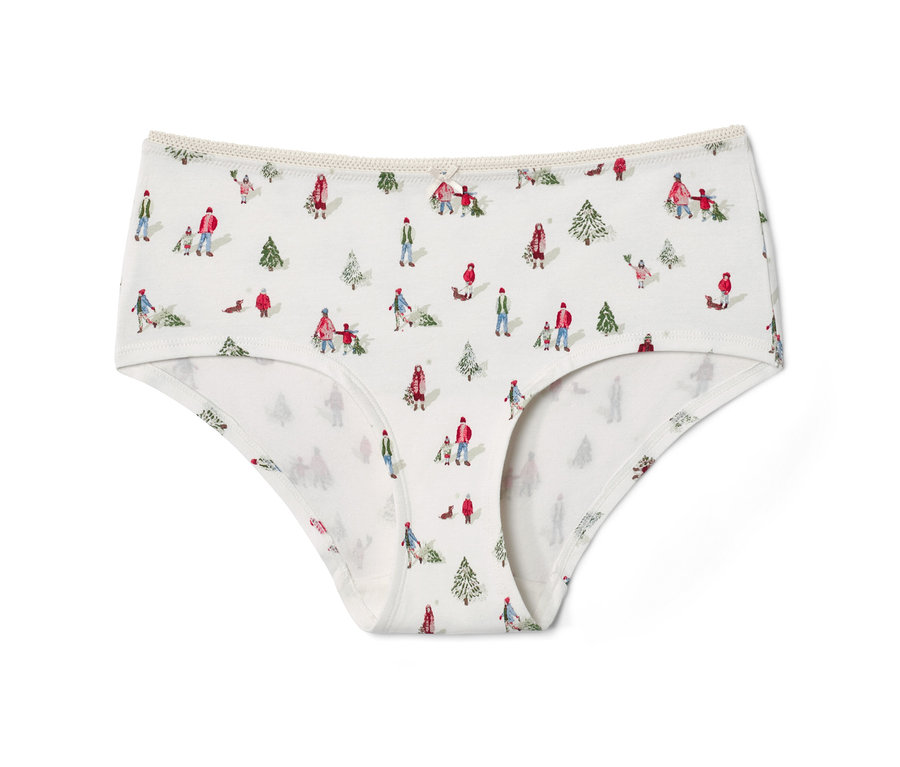 Weisse 5 Pantys mit Wintermuster.