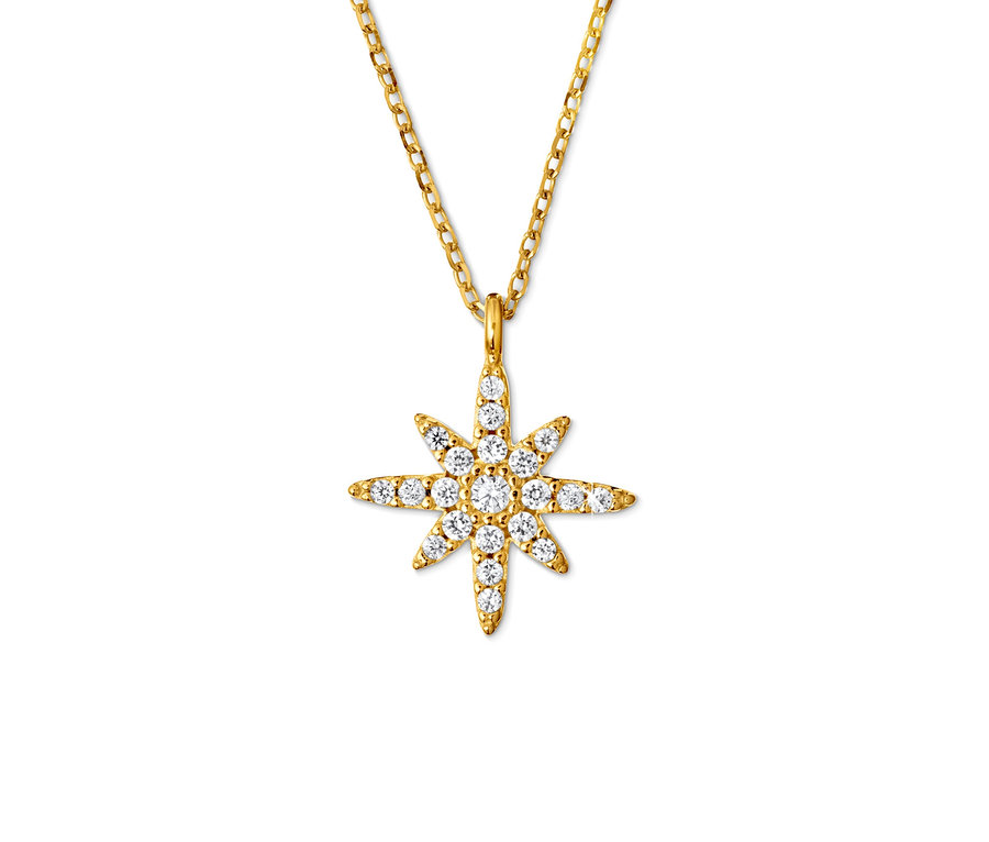 Gold-Kette Stern mit Zirkonia.