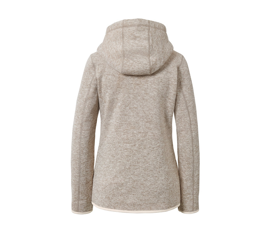 Beige Teddy-Strickfleecejacke von hinten.