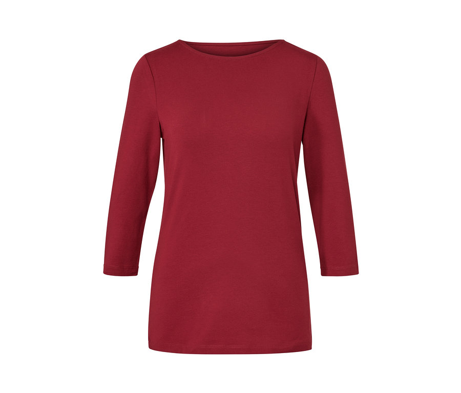 Bordeauxrotes Shirt mit 3/4-Arm.
