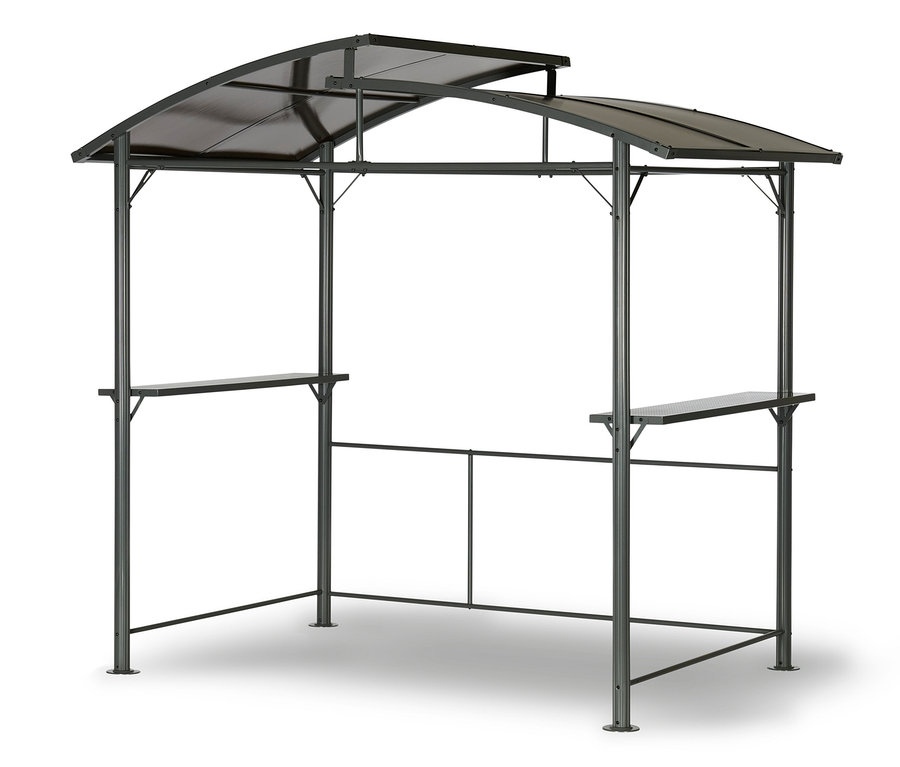 Schwarzer Profi-Grillpavillon, XXL mit Ablageflächen.
