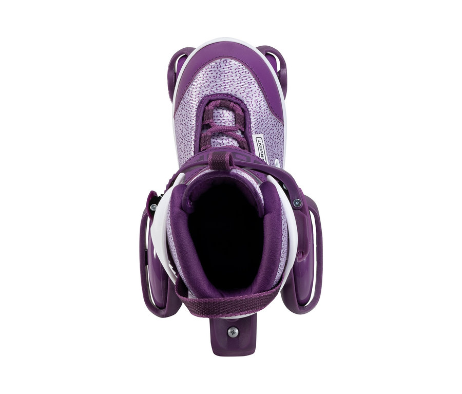 Detailaufnahme von oben des lilafarbenen HUDORA Rollschuhs »My First Quad«.