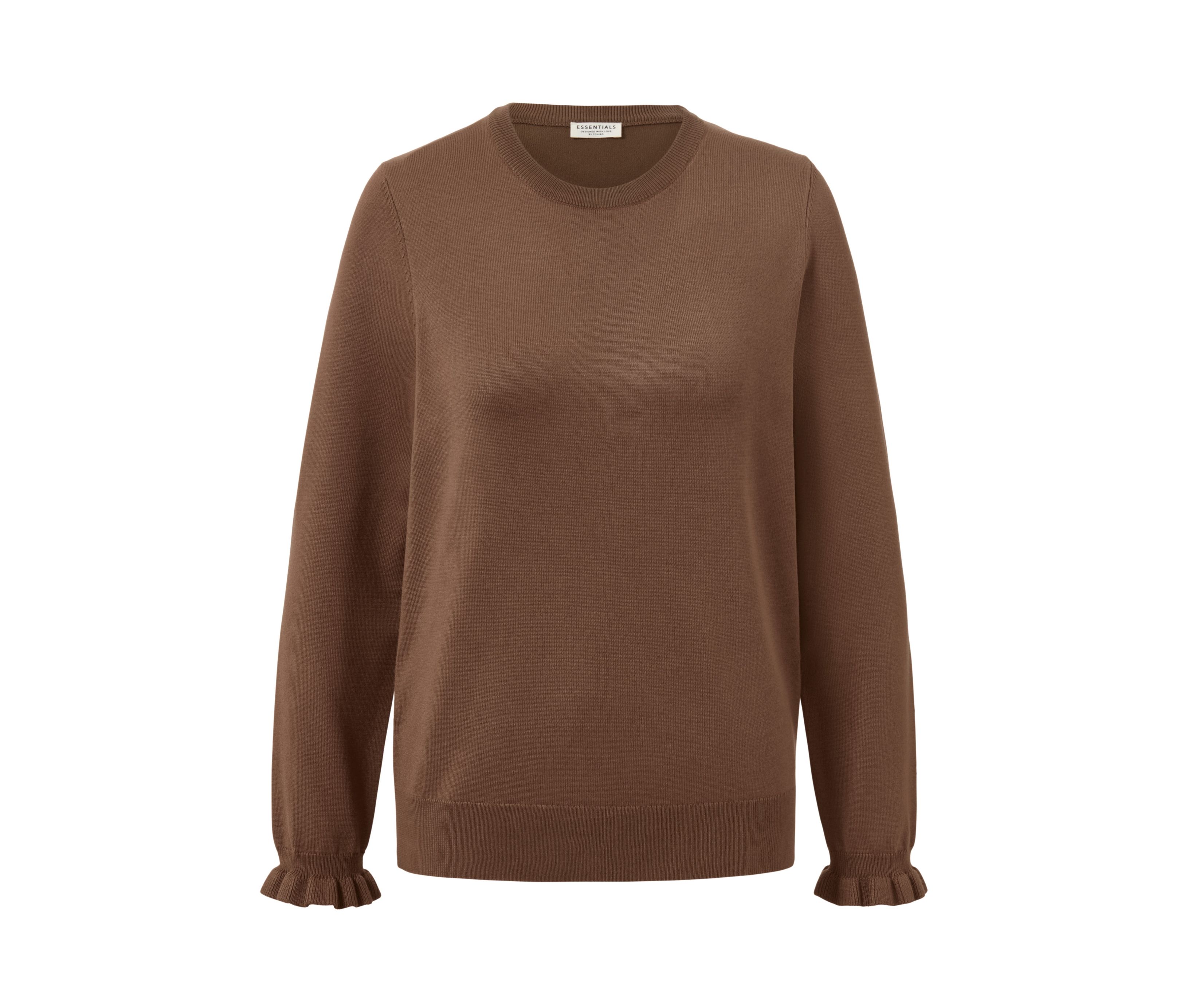 Tchibo - Feinstrickpullover mit Rüschendetail - Damen - Gr. M - cognac