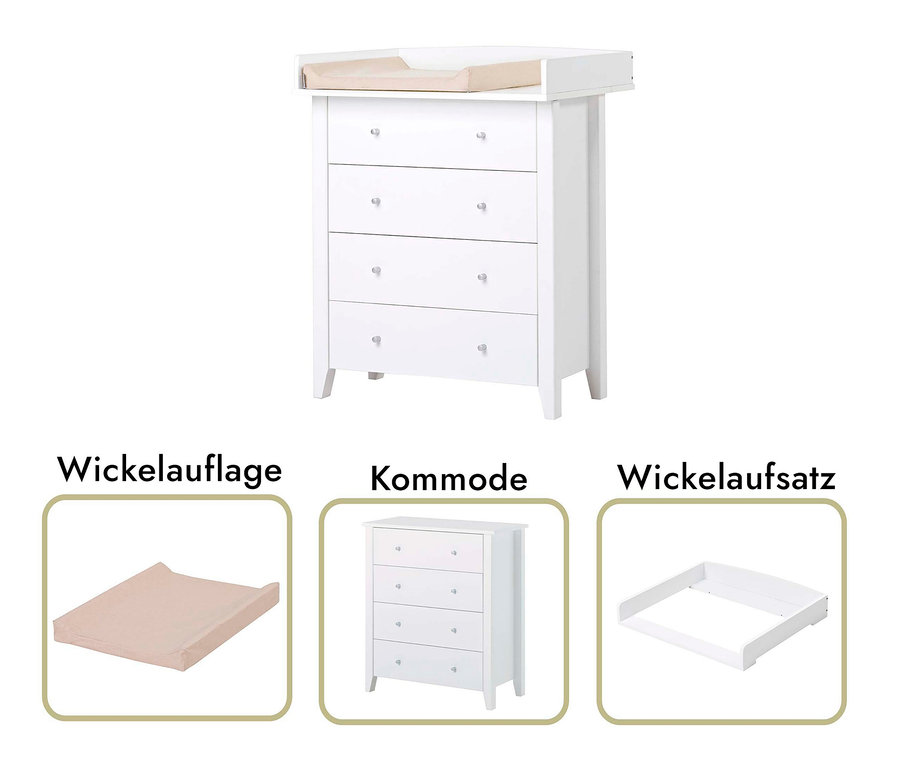 Weiße Hoppekids Wickelkommode »Christian« mit Auflage.
