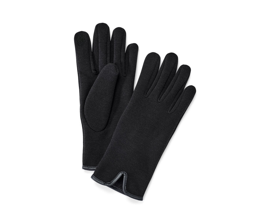 Schwarze Sweathandschuhe.