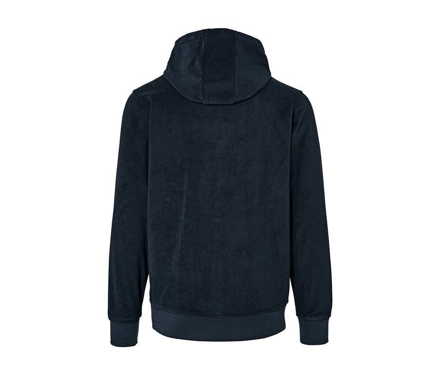 Rückansicht eines Frottee-Hoodies.