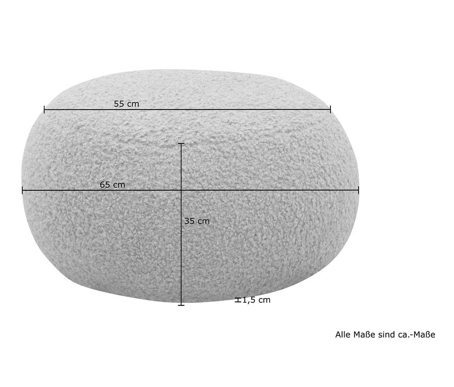 Ein cremefarbener DOMO collection Hocker »Ruka«, ca. 65 x 65 cm.