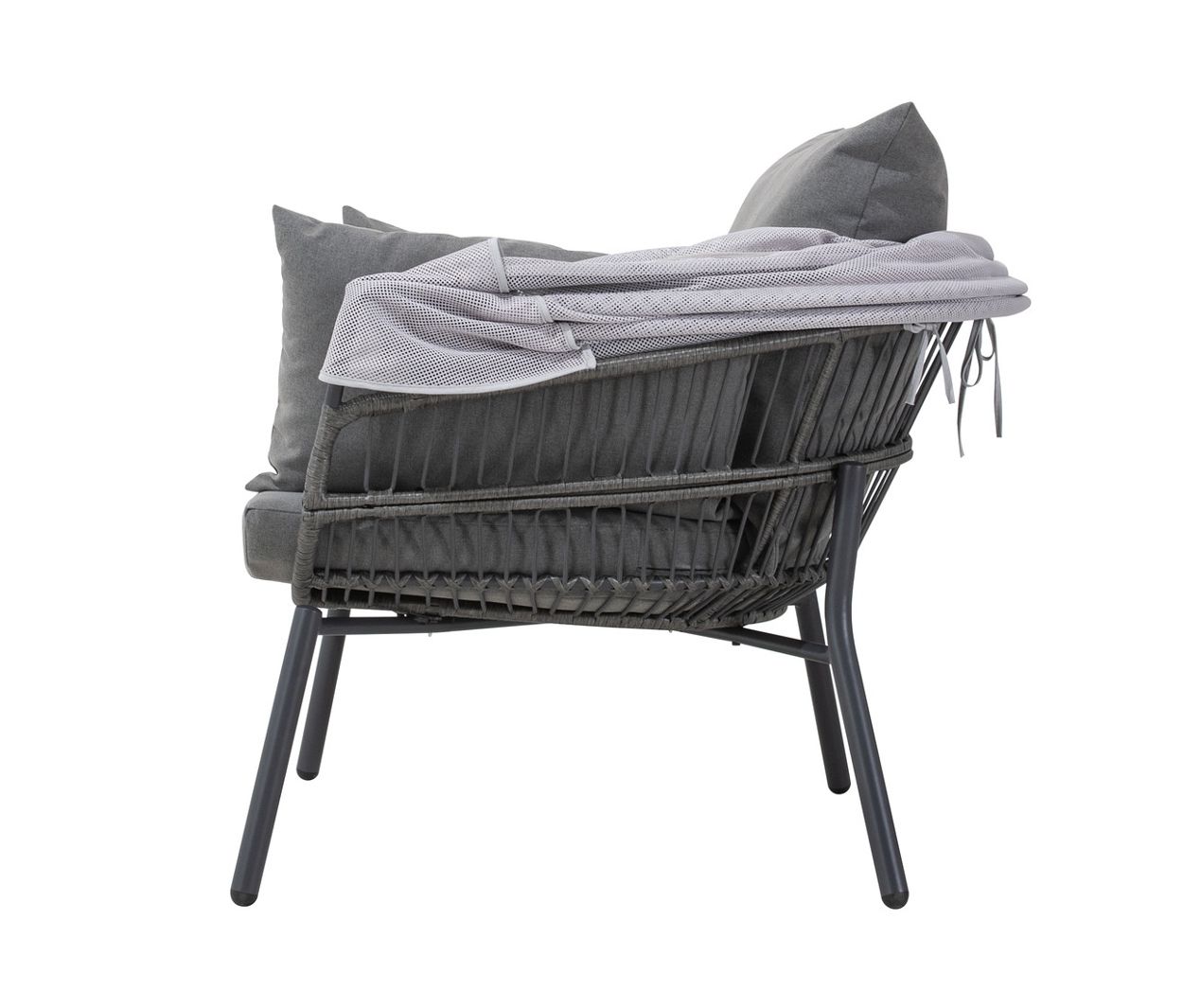 Thumbnail - Leco Sessel mit Fußhocker - 102x93x152cm - anthrazit - Stahl / Kunststoff / Polyethylen
