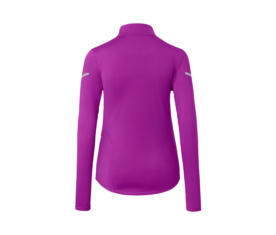 Rückansicht des Thermo-Funktionsshirts in Neonbeere mit langen Ärmeln.