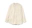 Beige, langärmlige Leinenbluse mit Knopfleiste.