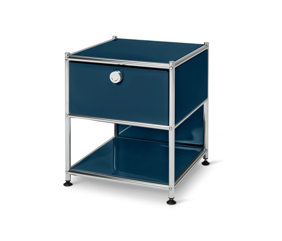 Blauer Beistelltisch »CN3« mit Schublade.
