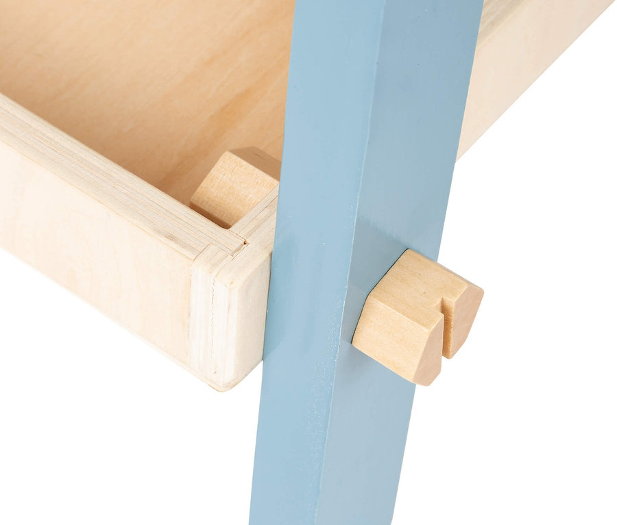 Detailansicht der Rahmenkonstruktion der kompakten small foot Werkbank »Nordic«.