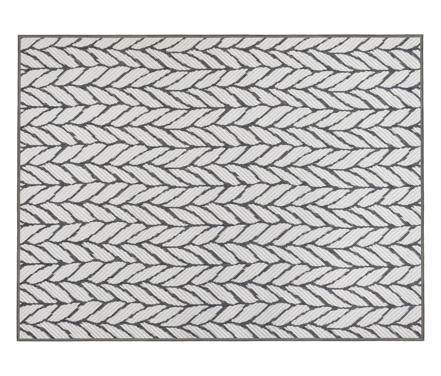 Grauer Outdoor-Wende-Teppich »Knitted Joy« mit Strickmuster.