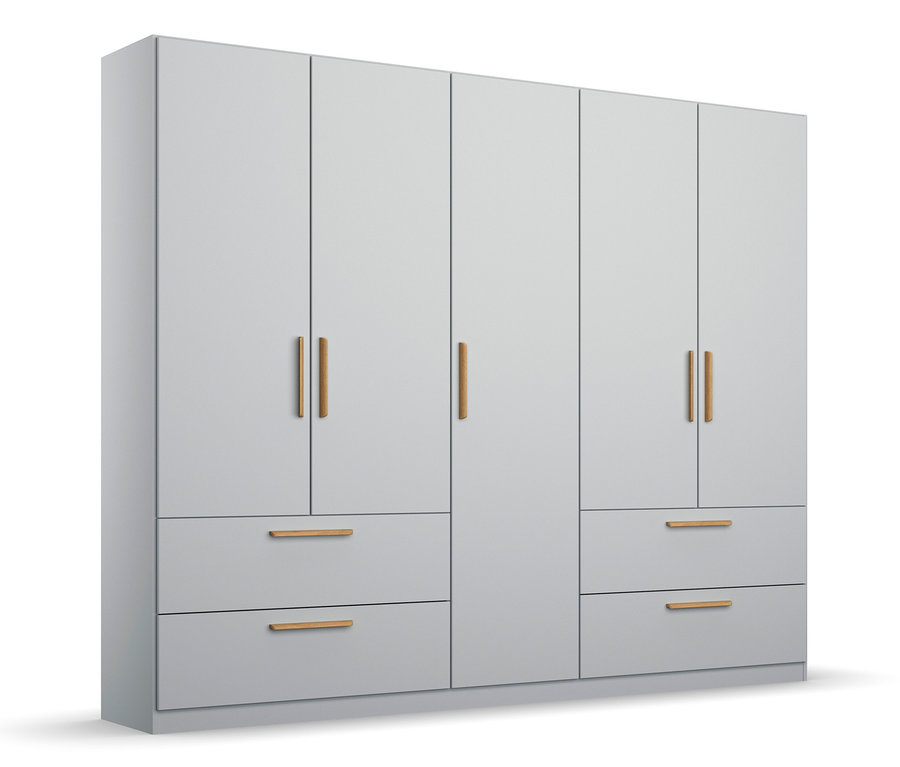 Grauer, fünftüriger Drehtürenschrank »Skandi« von Rauch.