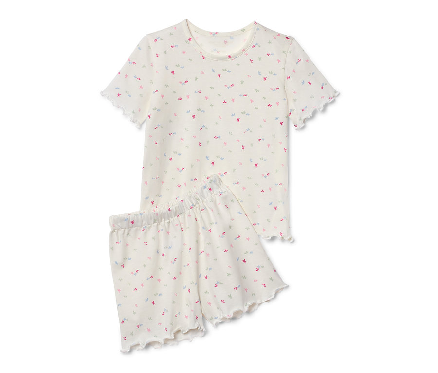 Kinder-Shorty-Pyjama mit kleinem Blumenmuster.